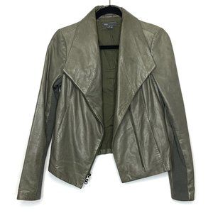 Vince Leather Scuba Jacket in Sage Size Small